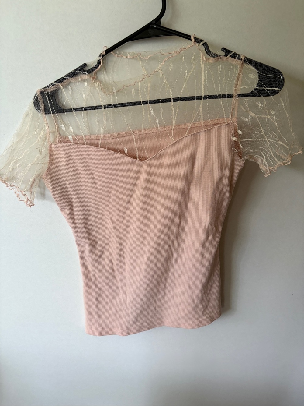 SHEIN Blush Pink Lace-Trim Ribbed Camisole
